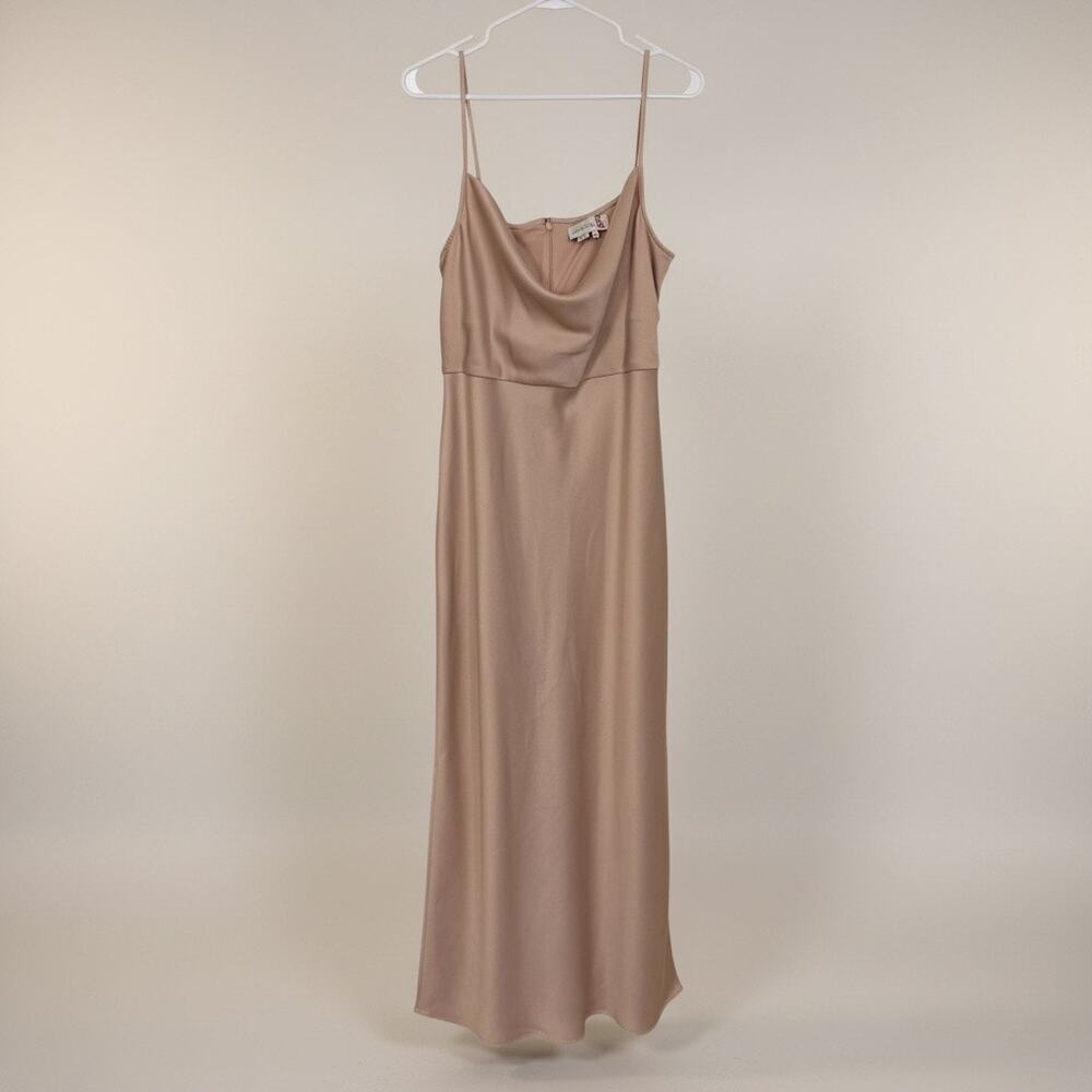 Sachin & Babi Cali Dress Dusty Pink Satin Charmeuse Sz 16 Wedding Guest Formal